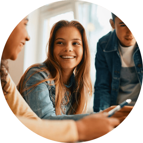 Happy students learning