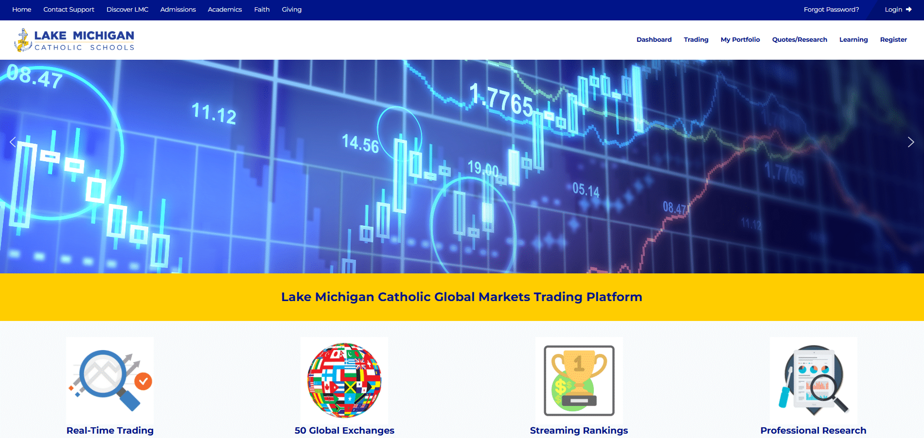 school branded stock market site